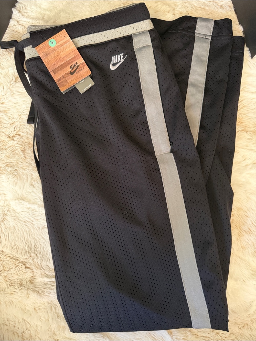 Nike Black Mesh Track Joggers with Gray Side Panels